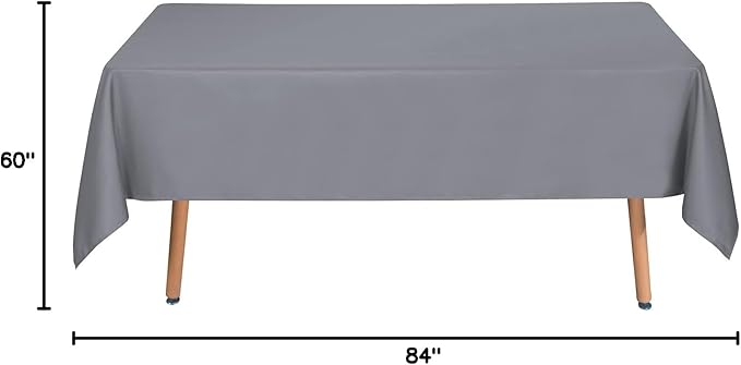 sancua Rectangle Tablecloth - 60 x 84 Inch - Stain and Wrinkle Resistant Washable Polyester Table Cloth, Decorative Fabric Table Cover for Dining Tables, Buffet Parties and Camping, Light Grey
