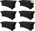 Spandex Table Cover for 6 foot Rectangle Tables-6 Pack Fitted Stretch Black Tablecloth-Elastic 6ft Folding Tablecloths for Party, Vendor Booth Display, Banquet Buffet Event, Craft Trade Show