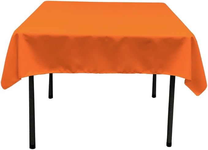 LA Linen Polyester Poplin Washable Square Tablecloth, Stain and Wrinkle Resistant Table Cover 58x58, Fabric Table Cloth for Dinning, Kitchen, Party, Holiday 58 by 58-Inch, Orange