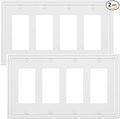 2-Pack Quad Decorator Outlet Cover Plate, Pure White Pearls Decorative Switch Plates and Outlet Covers, Metal Wall Plates for Electrical Outlets