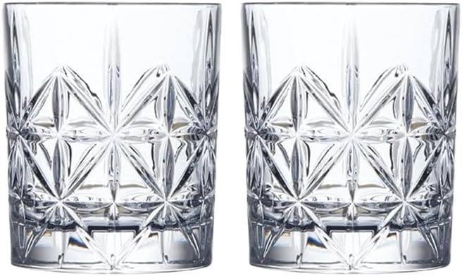 Crystal Whiskey Glass Set of 2 - Old Fashioned Bourbon Glasses, Perfect for Scotch and Cocktails (Style 1,2pcs)
