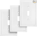 Henne Bery Modern Edge Decorative Wall Plate Switch Plate Outlet Cover, Durable Solid Zinc Alloy (Single Toggle 3PK, White)