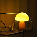 Cute Mushroom Lamp with Glass Lampshade,Small Orange Table Lighting,3000K Warm Light Led Bedside Lamp,Mid Century Modern Desk Light for Living Room Bedroom