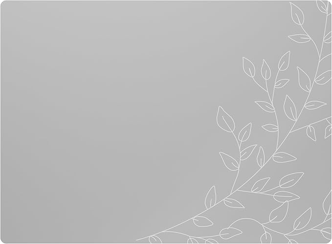 Royalty Art Silver Grey Boho Placemats, 4 Pc. Set, Non-Slip Cork Backed, Wipeable Heat Resistant Surface for Kitchen and Dining Table Protection, Cute Floral Pattern for Farmhouse or Rustic Decor