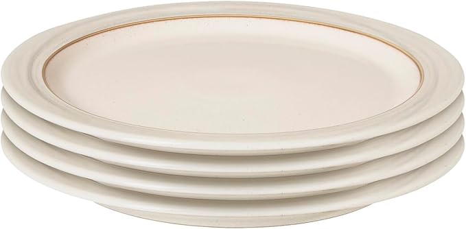 Denby - Heritage Atrium Dinner Plates Set of 4-10.8in Natural Style Ceramic Stoneware Tableware - Dishwasher & Microwave Safe - Scratch Resistant - Large Dinnerware, Lunch Plates For Everyday Use
