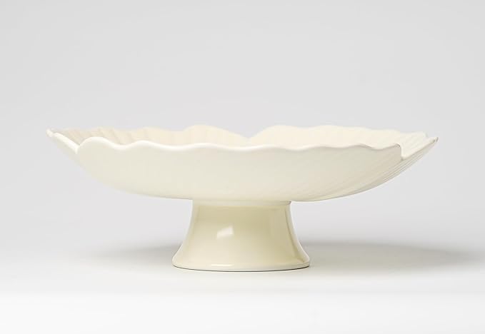 Ceramic Fruit Bowl for Kitchen Counter, Decorative bowl, Pedestal bowl, Footed bowl, Modern fruit bowl, Large fruit bowl, Decorative bowls for home décor, White fruit bowl, 10.5 ""