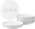 7 Inch Ceramic Dessert Plates Set of 12, White Round Appetizer Plate with Rim, Porcelain Small Dinner Plates for Snacks, Side Dishes, Fruit, Microwave Oven and Dishwasher Safe
