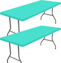 Spandex 5 Foot Rectangle Table Cloth 2 Pack, Elastic Fitted Tablecloths for Picnic, Stretch Washable Patio Table Cover for Outdoor, Camping, Banquet and Parties(Aqua Blue, 30"x60")