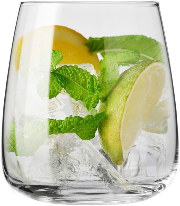 Krosno glasses for water, juices and other beverages | Elegant design | Set of 6 | Capacity 14.2 Fl Oz | Modern collection | Ideal for the home, restaurant, parties | Dishwasher-safe