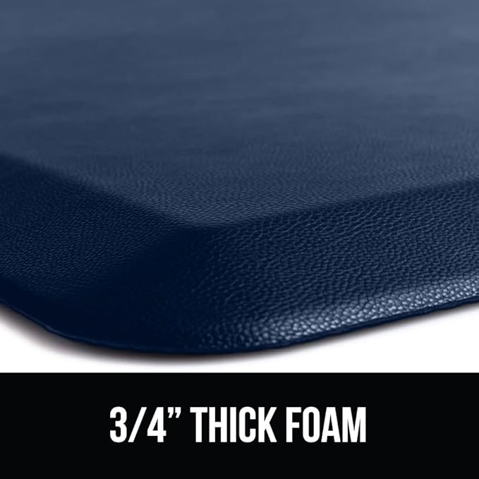 GORILLA GRIP Comfortable Cushioned Kitchen Mats for Floor, Waterproof and Stain Resistant Soft Top, 3/4 Inch Thick Ergonomic Standing Desk Anti Fatigue Mat, Foam Supports Ankles and Feet, 20x32, Navy