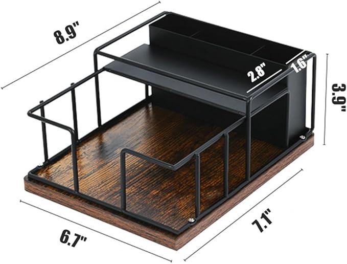 Napkin Holder for Table, Countertop Organizer - Flatware Holder for Forks, Spoons, Knives, Napkin Dispenser and Salt and Pepper Shakers Storage, Kitchen Cutlery Caddy for Dining Table, Buffet, Camping