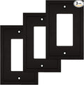 Modern Edge Decorative Wall Plate Switch Plate Outlet Cover, Durable Solid Zinc Alloy (Single Decorator 3PK, Matte Black)