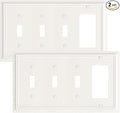 2-Pack Combo Triple Toggle/Decorator Outlet Cover Plate, Light Almond Decorative Switch Plates and Outlet Covers, Durable Natural Bamboo Fiber Wall Plate for Electrical Outlet, Receptacle, GFCI Outlet