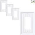 4-Pack Classic Beadboard Decorator Wall Plate Cover, Pure White Decorative Switch Plates and Outlet Covers, Durable Natural Bamboo Fiber Wall Plates for Electrical Outlets, Receptacle, GFCI Outlet