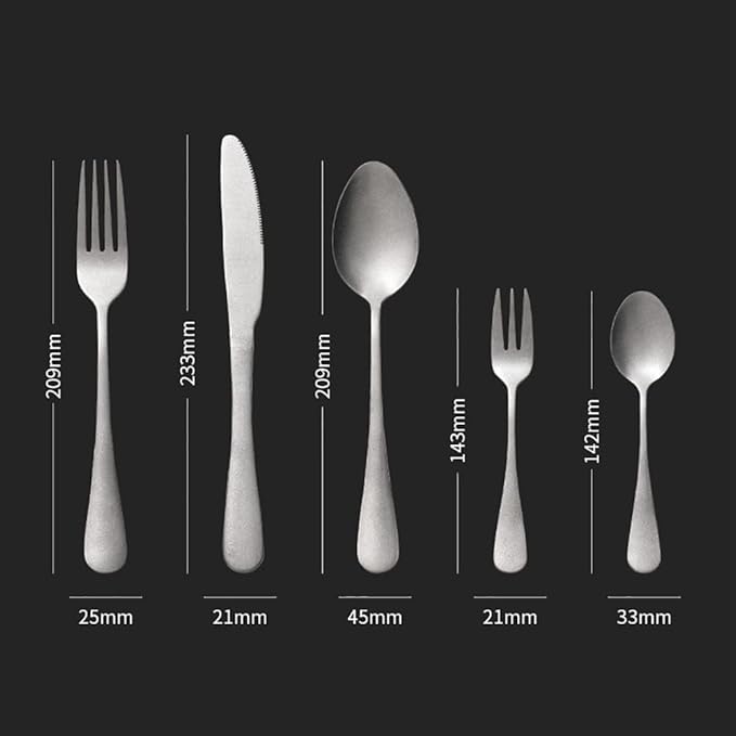Matte Silverware Set for 6 Stainless Steel Flatware Set Vintage Style Delicate Cutlery Utensils 30 Piece Include Knives Forks and Spoons Tableware Set for Home Kitchen Wedding Restaurant