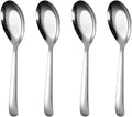 Flat Head Spoons, Korean style Flat Sugar Spoon,Thick Heavy Stainless Steel Table Spoons Dinner Spoon,Set of 4.