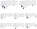 sancua 8 Pack White Tablecloth 60 x 84 Inch, Rectangle Table Cloth for 4ft Tables - Stain and Wrinkle Resistant Washable Polyester Table Cover for Dining Wedding Banquet Party Buffet Restaurant