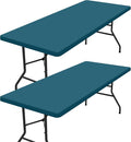 homing 2 Pack Rectangle Table Cloth, Elastic Fitted Fabric Tablecloth Fits for 6 Foot Folding Tables, Washable Table Cover for Picnic, Camping, Indoor & Outdoor (Peacock Blue, 30" x 72")