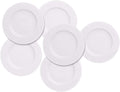 6pcs Salad Dessert Plate 7.5inch White Porcelain Dinner with Round Flat Design Good for the Gift