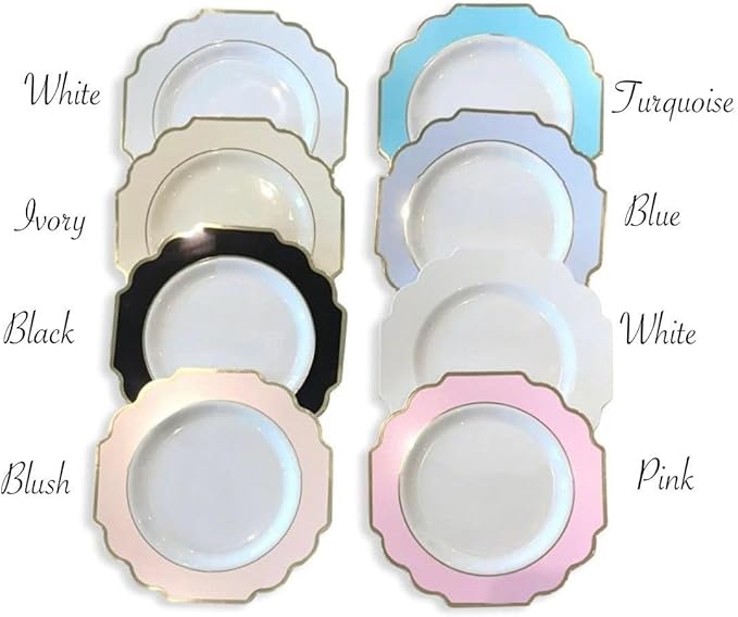 " OCCASIONS " 80 Plates Pack,(40 Guests) Heavyweight Wedding Party Disposable Plastic Plates Set -40 x 10.5'' Dinner + 40 x 8'' Salad/Dessert Plate (Imperial White)