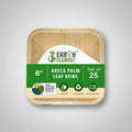 6 Inch Square Compostable Biryani Palm Leaf Extra Deep Bowls | Pack of 25 | Eco Friendly Disposable Areca Leaf Bowls | Biodegradable Heavy Duty for Rice Curry Parties Catering Events