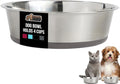 GORILLA GRIP Dog Bowls, Holds 4 Cups Each (32 fl oz), Heavy Duty Stainless Steel Food and Water Bowl for Feeding Dogs and Cats, Dishwasher Safe, Rust Resistant, BPA Free Rubber Base, Set of 2 Gray