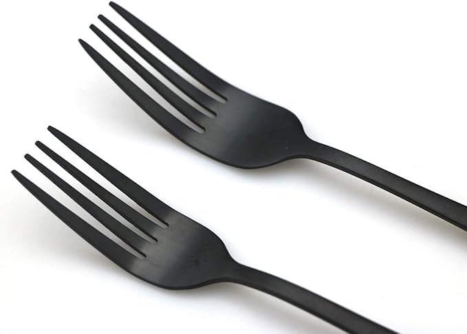 JASHII Modern Royal 20 Pcs Matte Black 18/10 Stainless Steel Utensils Cutlery Dinnerware Set w/ 4 Pcs Straw, Knife Fork and Spoon Flatware Set for Wedding Festival Christmas Party Service for 4