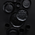 Stone by Mercer Project HEKONDA Modern Stoneware 32-Piece Dinnerware Set, Plate and Bowl Set, Dish Set for 8, Black