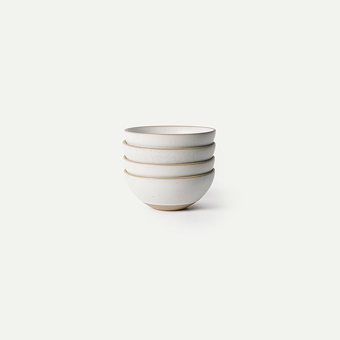 MORA Small Bowls Set of 4, 16oz Ceramic Pottery Dessert Bowls - Microwave, Oven and Dishwasher Safe - Oat