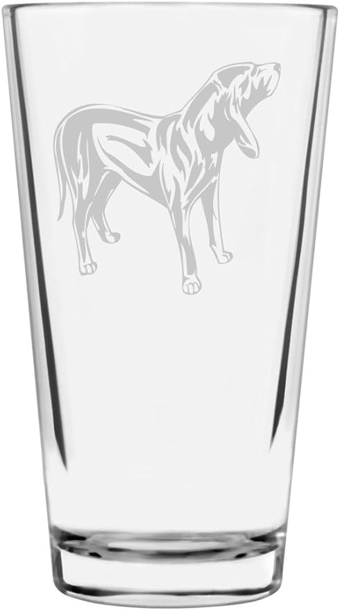 Austrian Black and Tan Hound Dog Themed Etched All Purpose 16oz Pint Glass