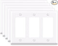 ELEGRP 3-Gang Decorative Wall Plates, Standard Size 4.53" H x 6.39" L Unbreakable Thermoplastic Faceplate Cover for Decorator Receptacle Outlet Switch, UL Listed (5 Pack, Glossy White)