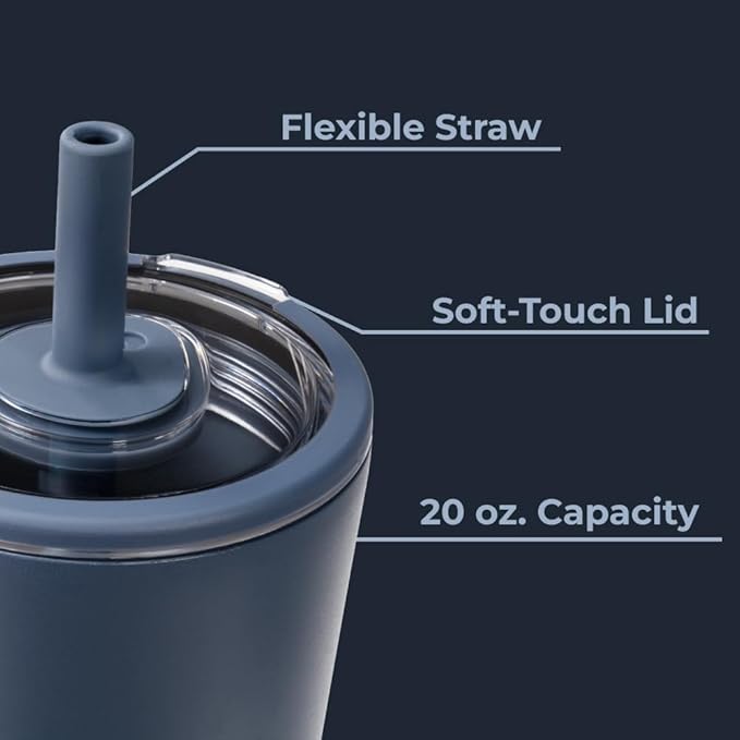 HydroJug Everyday Tumbler 20 oz – Ceramic-Lined Insulated Tumbler with Straw and Soft-Touch Lid, Cup Holder Friendly, Double-Wall Vacuum Insulation, Reusable Travel Cup – Cascade