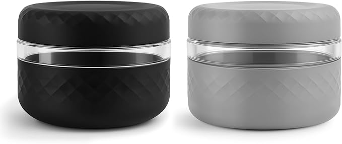 2 Pack 16 oz Glass Lunch Bowl Containers with Lids | Leak & Spill Proof, BPA-Free, Microwave & Dishwasher Safe, Airtight Meal Prep & Food Storage Jar for Lunch, Salad, Soup, Oats, Stew, Yogurt