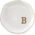 Initials Ring Dish Jewery Tray with Personalized B-Monogrammed Gifts Wedding Engagement for Women Friends sister,Ceramic White