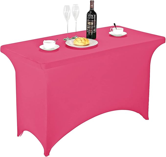LZY Spandex Fitted Stretch Table Cover for 4ft or 6ft or 8ft Folding Table, Rectangular Cocktail Tablecloth, Perfect for Party or Banquet