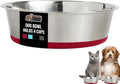 GORILLA GRIP Dog Bowl, Holds 4 Cups (32 fl oz), Heavy Duty Metal Food and Water Bowl for Feeding Dogs and Cats, Easy Clean, Dishwasher Safe, Rust Resistant Stainless Steel, BPA Free Rubber Base, Red