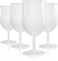 DRINIQUE 13oz Unbreakable Hurricane Cocktail Glass (Set of 4) Shatterproof Tropical Tritan Plastic Cup - White