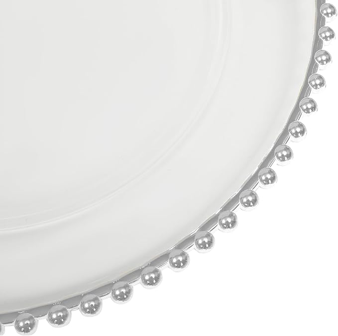50 Pcs Charger Plates Set, Round Charger Plates, Reusable Serving Plates Embossed Rim Plastic Chargers Plate Decorative Round Plate Chargers for Dinner Plate Table Wedding Shower Decoration