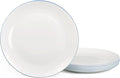 7.5 inch Appetizer Plate Set of 6, Lightweight Opal Glass Round Salad Plates for Dessert Kitchen, Dishwasher and Microwave Safe, Hand Painted Navy Blue Rim