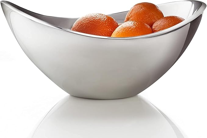 nambe Butterfly Bowl Grande | For Hot and Cold Foods, Salads, Fruit | Made of Metal Alloy | Oven and Freezer Safe Serving Bowl for Entertaining, Decorative Centerpiece for Kitchen | Silver, 16-Inch