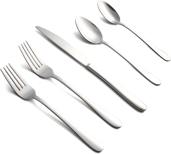 Silverware Set for 4,20 Pieces Forged Stainless Steel Flatware Set Cutlery Set,Heavy Duty and Modern Desgin,Fancy Tableware Cutlery Set for Home,Restaurant (Silver 20)
