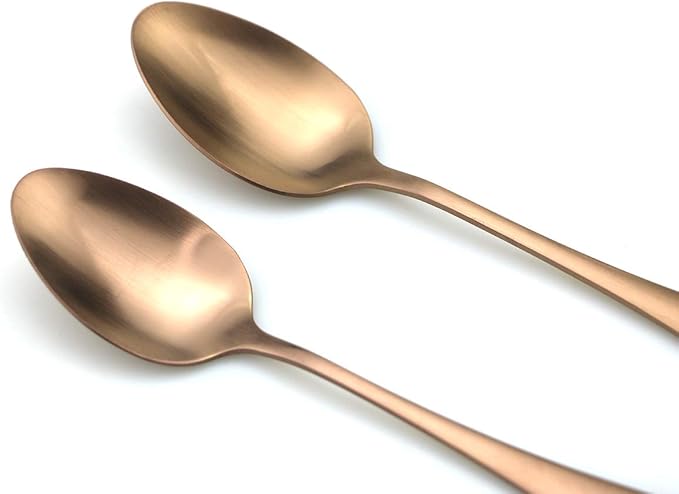 JASHII Modern Royal 5 Pcs Matte Rose Gold 18/10 Stainless Steel Utensils Cutlery Dinnerware Set w/Straw, Knife Fork and Spoon Flatware Set for Wedding Festival Christmas Party Service for 1