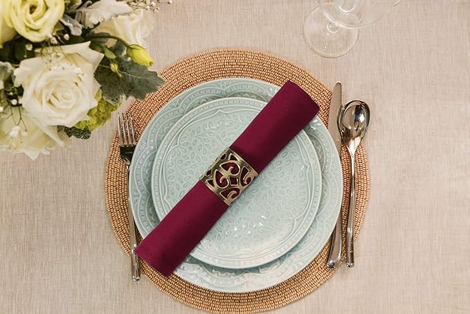 ACCENTHOME Accent Home 100% Cotton Napkins, Delicate Cloth Napkins for Dinners, Parties and Weddings，18 x 18 Inch Set of 6 - Burgundy