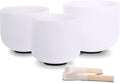 7inch 8inch 9inch Crystal singing bowls set sound bowl for healing Mindfulness, Meditation, Yoga, Spiritual and Body Healing Chakra Bowl (7C+8F+9G, 7 inch +8 inch + 9inch)