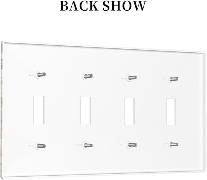 Light Switch Cover Vintage Colorful Floral Butterfly Flowers 4 Gang Switch Plate Quad Toggle Wall Plates Decorative Switchplate Electrical Outlet Cover for Bathroom Bedroom Decor