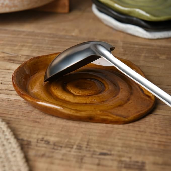 Ceramic Spoon Rest for Stove Top, Ceramic Spoon Holder for Kitchen Counter, 5 Inches Coffee Spoon Holder Utensil Rest for Cooking, White Gifts for Women Men