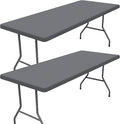 Spandex 5 Foot Rectangle Table Cloth 2 Pack, Elastic Fitted Tablecloths for Picnic, Stretch Washable Patio Table Cover for Outdoor, Camping, Banquet and Parties (Grey, 36"x60")