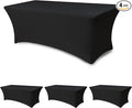 Spandex Table Cover for 6 foot Rectangle Tables-4 Pack Fitted Stretch Black Tablecloth-Elastic 6ft Folding Tablecloths for Party, Vendor Booth Display, Banquet Buffet Event, Craft Trade Show