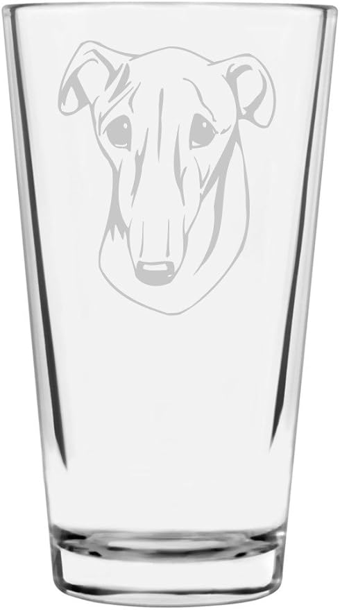 Galgo Espanol (Spanish Greyhound) Dog Themed Etched All Purpose 16oz Pint Glass