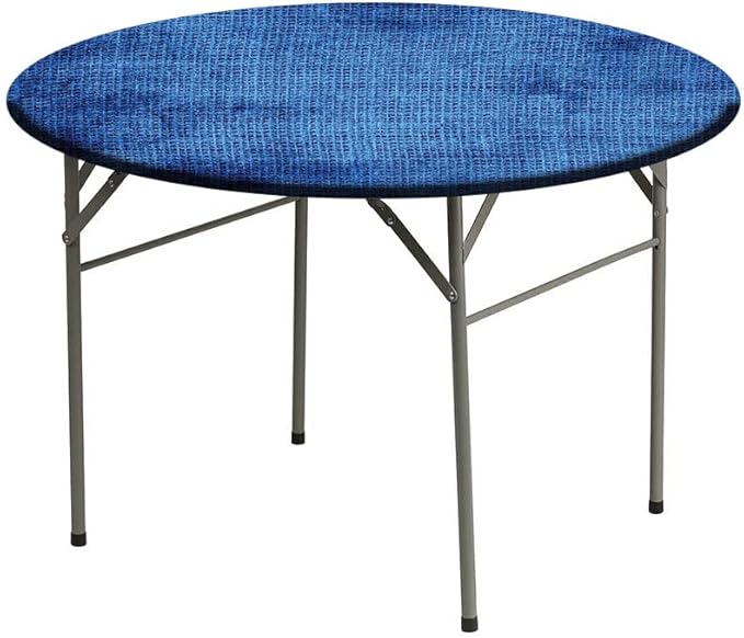 Small Round Tablecloth, Navy Blue Deco Washable Polyester Table Cloth for, Faded Burlap Texture Old Fashioned Grunge, Fit Round Tables 44inch Diameter, for Xmas/Parties/Home, Royal Blue